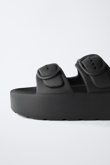 RUBBERISED BUCKLE SANDALS - Black by Zara - Image 5