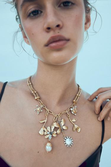 Zara BUTTERFLY CHARM COMBINATION NECKLACE - Gold / Silver