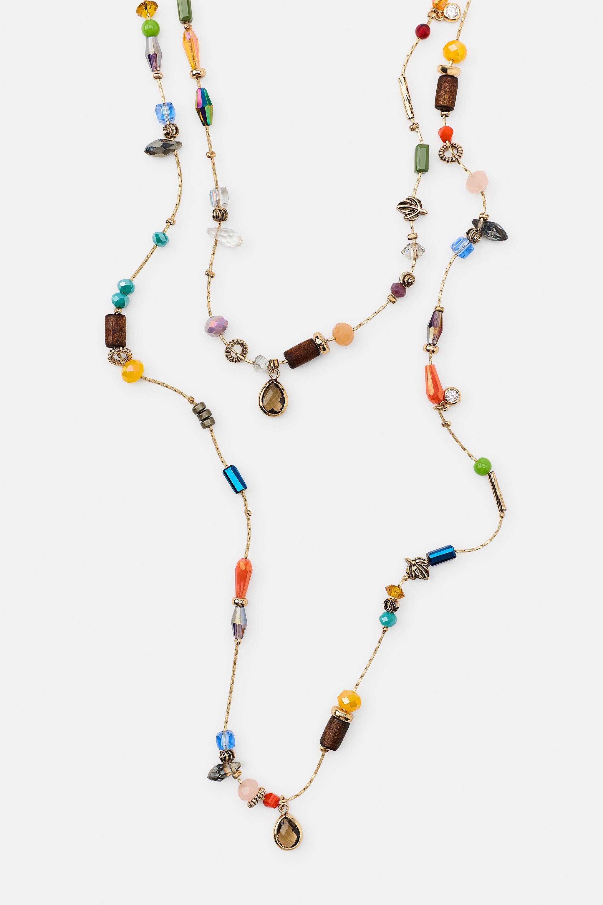 Женские аксессуары Zara PACK OF 2 CRYSTAL BEAD NECKLACES — фото 3