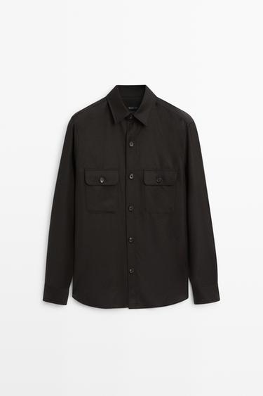 100% wool overshirt with pockets — Brown 1