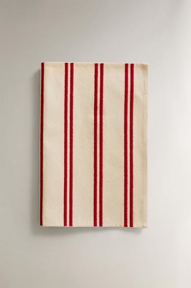 SET DE TABLE DOUBLE RAYURE BRODÉE - Rouge de Zara - Image 1