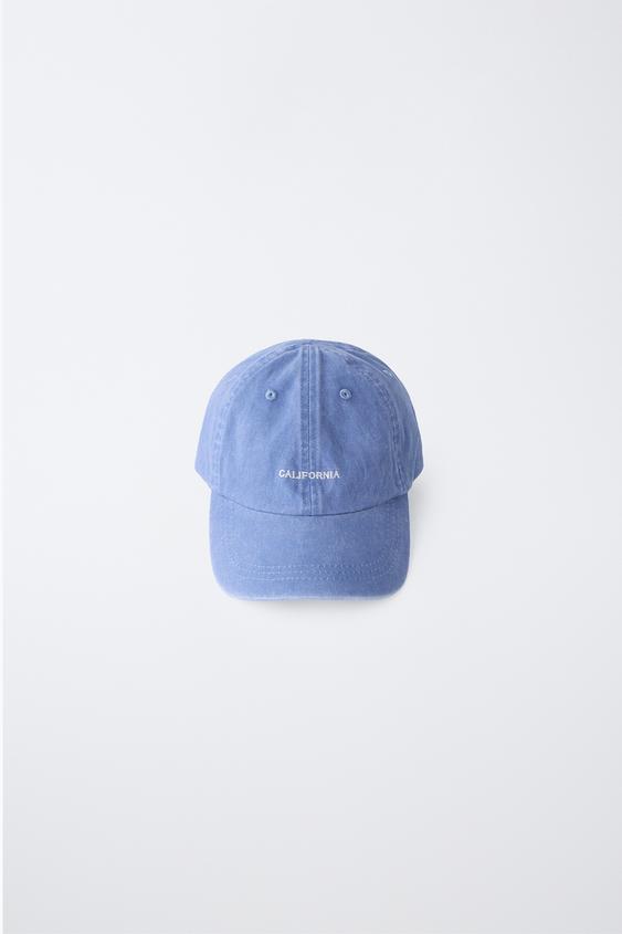 GORRA EFECTO LAVADO TEXTO - Azul de Zara - Imagen 0