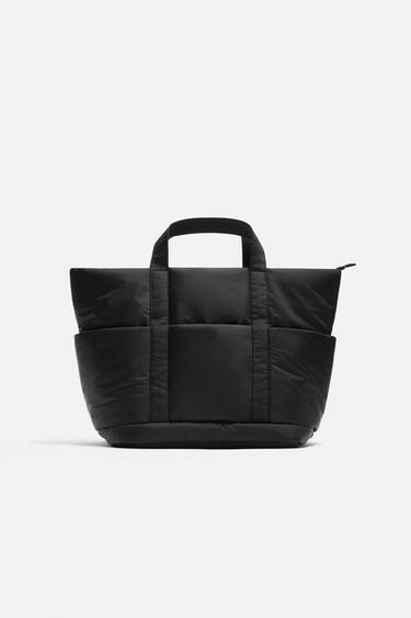 Zara NYLON TOTE BAG - Black