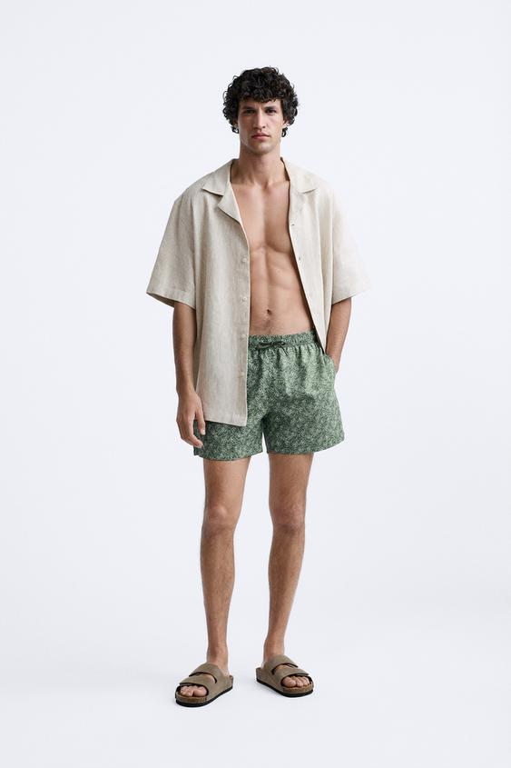 SEERSUCKER SWIMMING TRUNKS - Blue / Grey