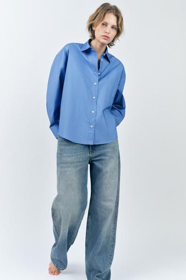 ZW COLLECTION OVERSIZE POPLIN SHIRT - Blue by Zara - Image 0