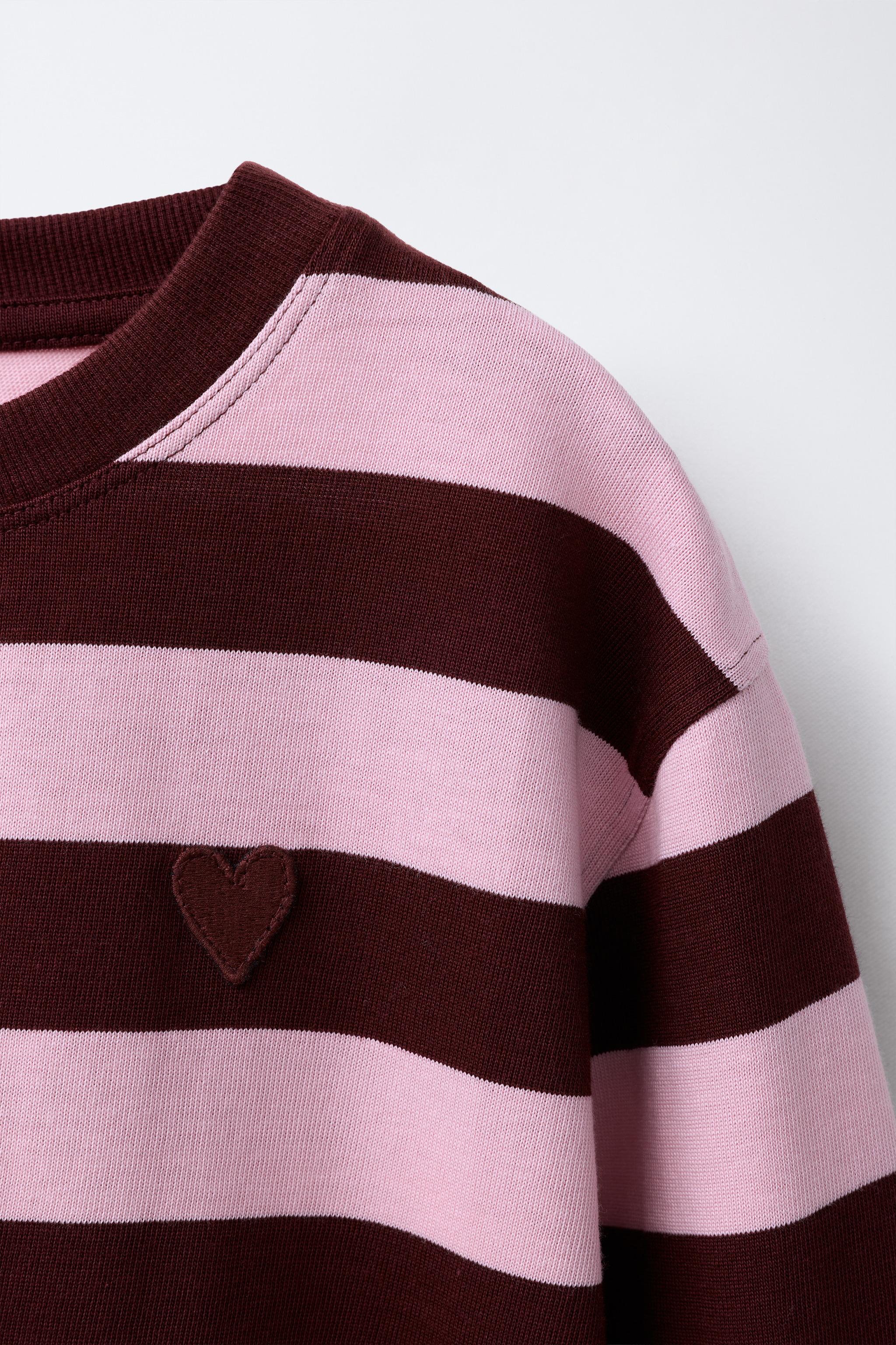 STRIPED EMBROIDERED HEART T-SHIRT