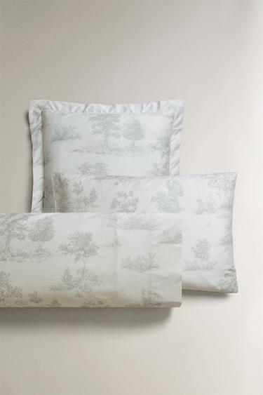 FRONHA DE TRAVESSEIRO DE CETIM TOILE JOUY - Verde da Zara - Imagem 0