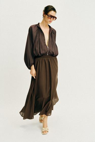 ЮБКА-НАКИДКА МИДИ — КОРИЧНЕВЫЙ от Zara