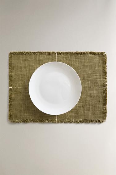 SET DE TABLE COTON RAYURES CONTRASTANTES - Vert de Zara - Image 4