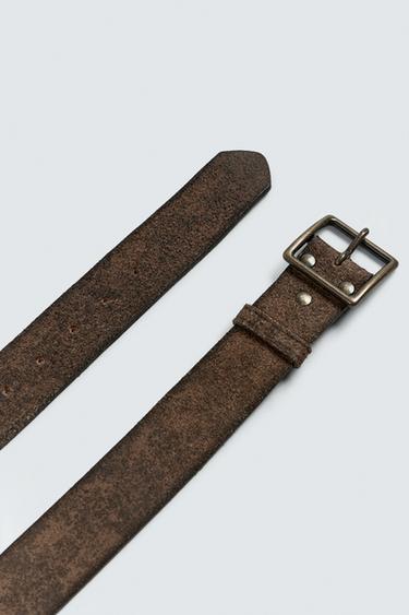 CEINTURE EN CUIR EFFET VINTAGE - Marron de Zara - Image 3