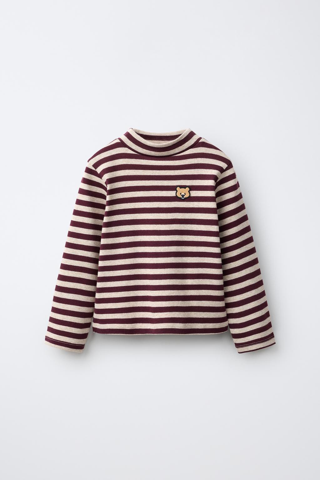 BEAR PATCH SOFT-TOUCH STRIPED T-SHIRT