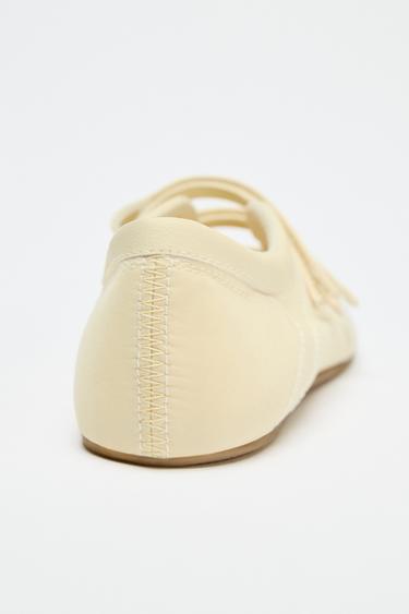SATIN-EFFECT TOPSTITCHED BALLET FLATS - Yellow by Zara - Image 6