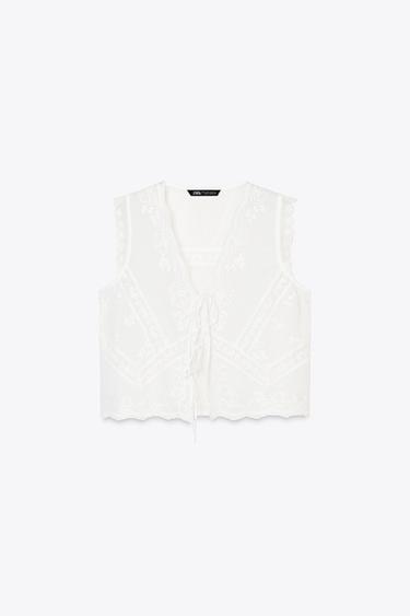 EMBROIDERED TOP - White by Zara - Image 2