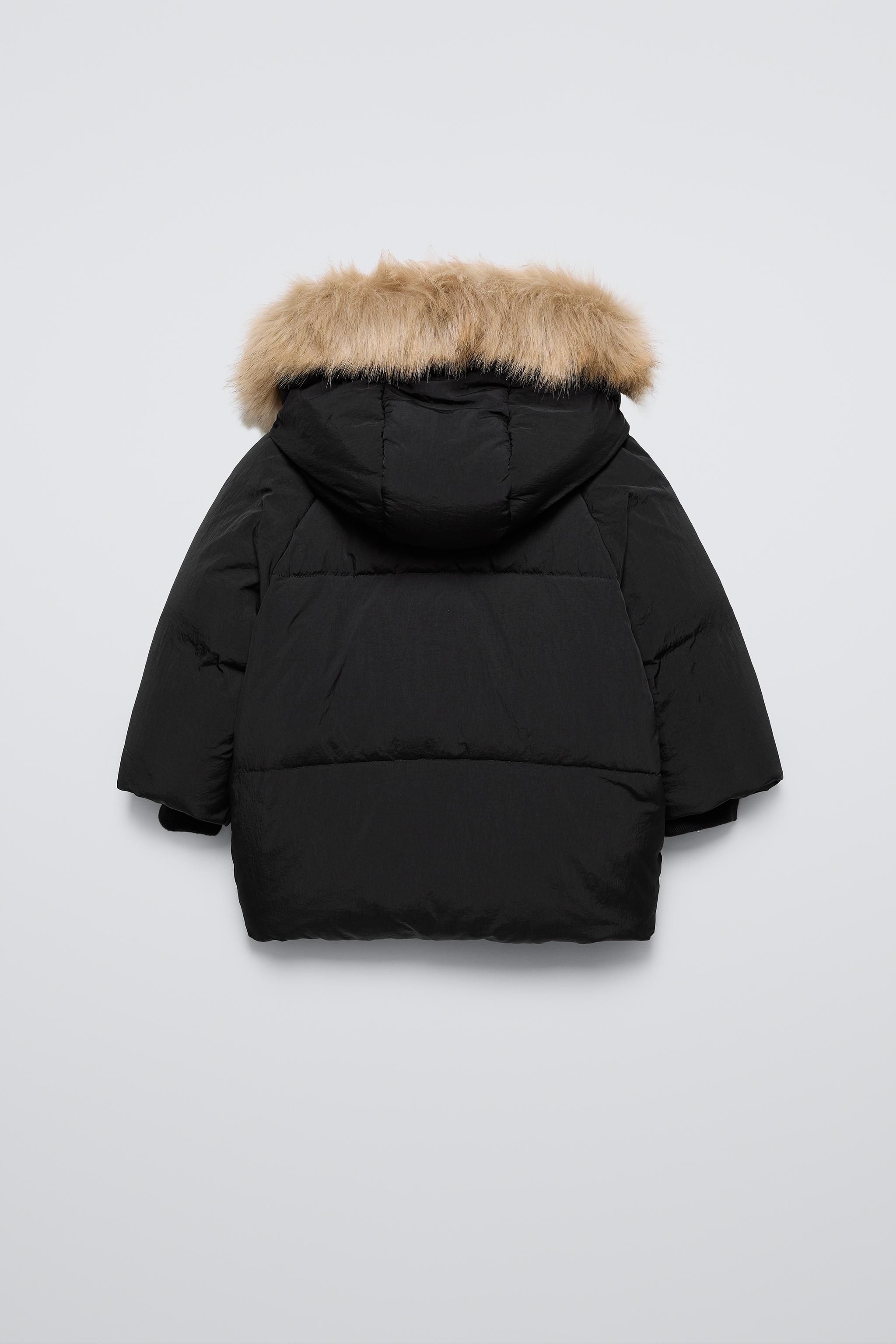 Down puffer coat with fur hood on sale