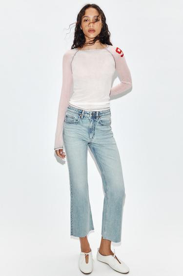 JEANS TRF CROPPED FLARE TIRO ALTO - Azul claro de Zara