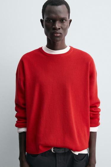 PULL STRUCTURÉ EN COTON - Rouge de Zara - Image 5