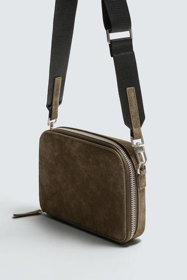 LEATHER CROSSBODY BAG - Khaki Green by Zara - Image 4