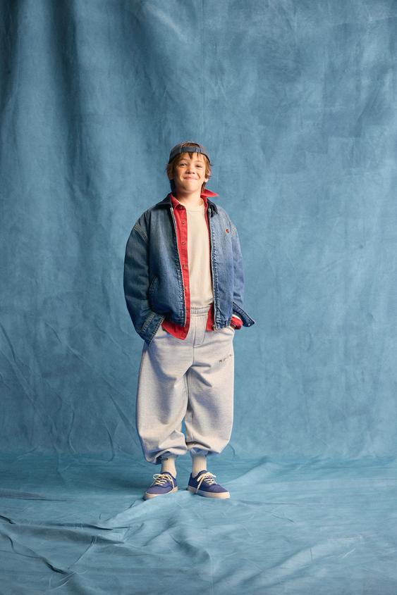 FRUIT OF THE LOOM™ EMBROIDERED BARREL PLUSH TROUSERS - Grey marl by Zara - Image 0