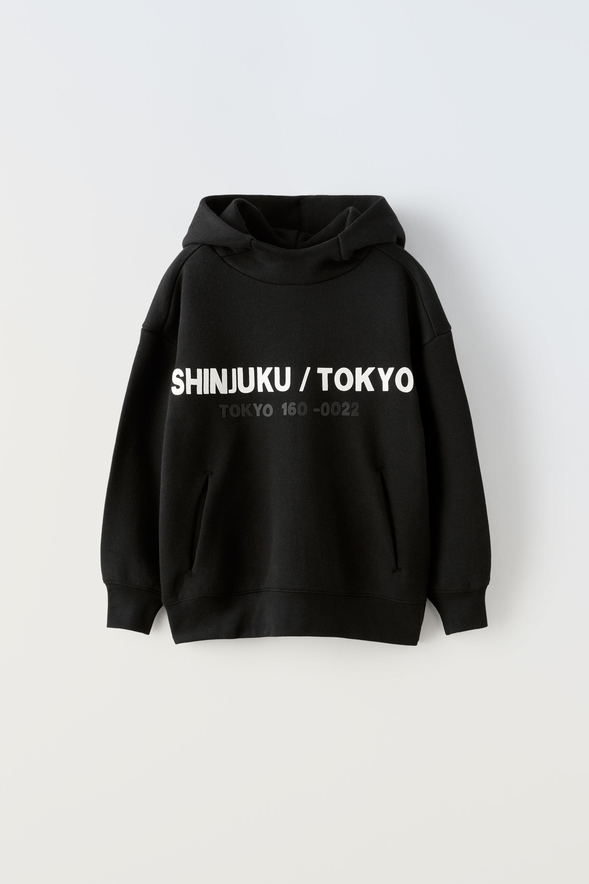 TEXT PRINT SPORTY HOODIE SWEATSHIRT - Black