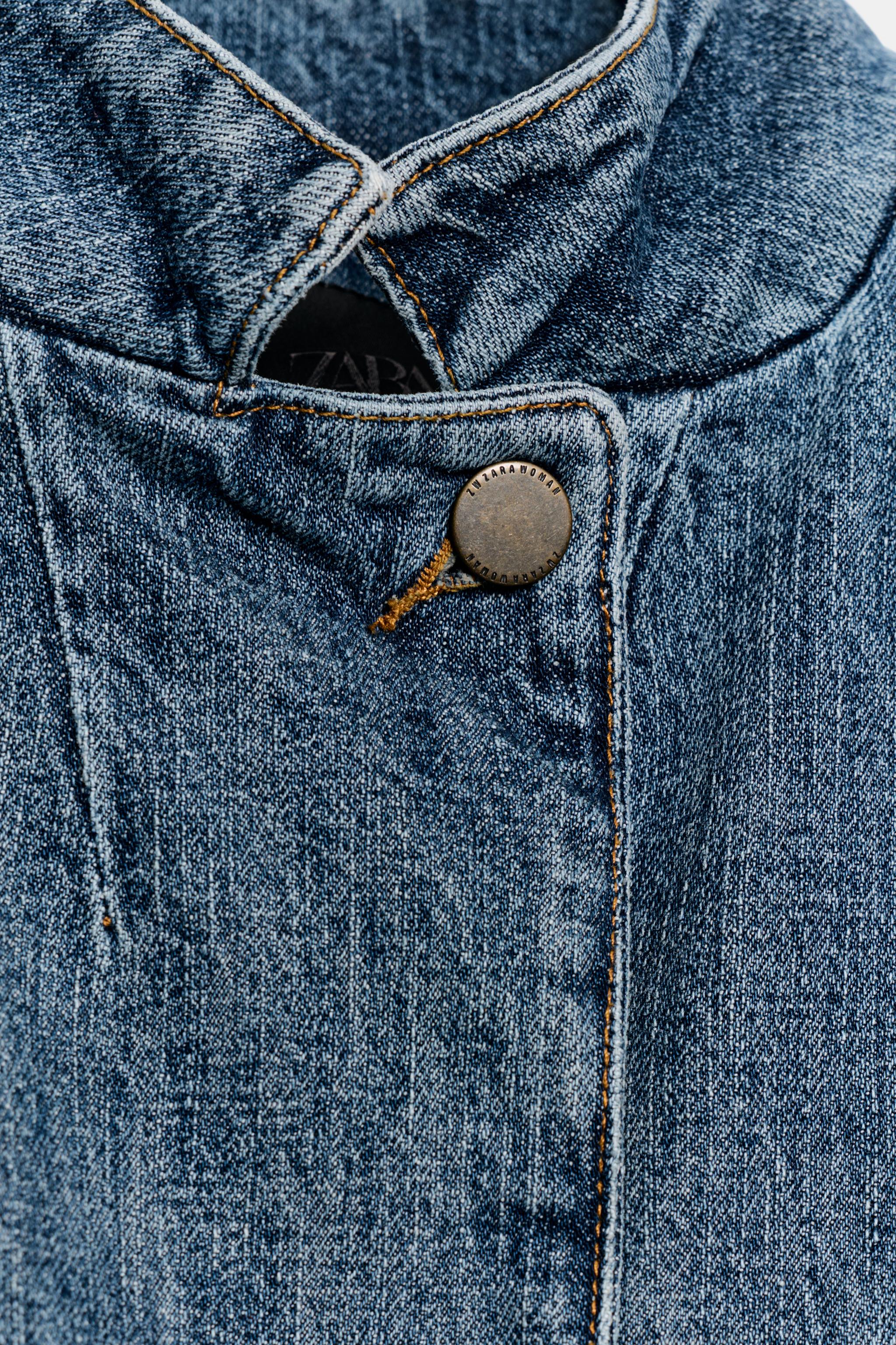 Женские пиджаки Zara ZW COLLECTION CROPPED DENIM BLAZER — фото 10