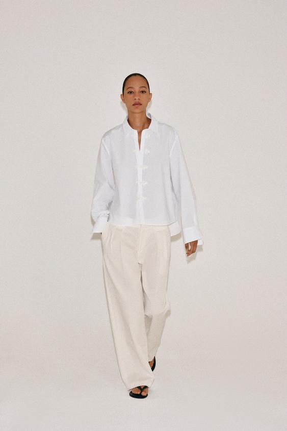 ZW COLLECTION SHIRT WITH FROG FASTENING - White by Zara - Image 0
