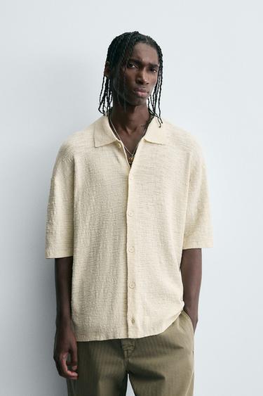CAMISA MALHA IRREGULAR - Branco-marfim da Zara
