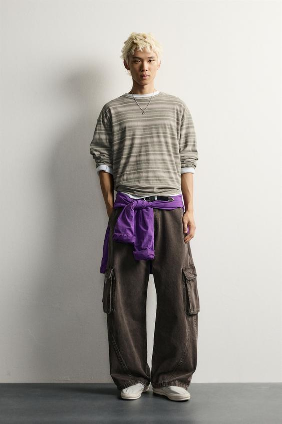 BLUZË BOXY FIT JACQUARD ME VIJA - Gur nga Zara - Imazh 0