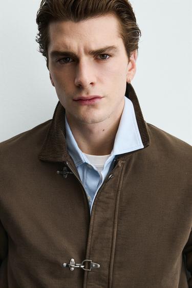 COMBINED CORDUROY JACKET WITH FIREMAN CLASP DETAIL - Brown by Zara