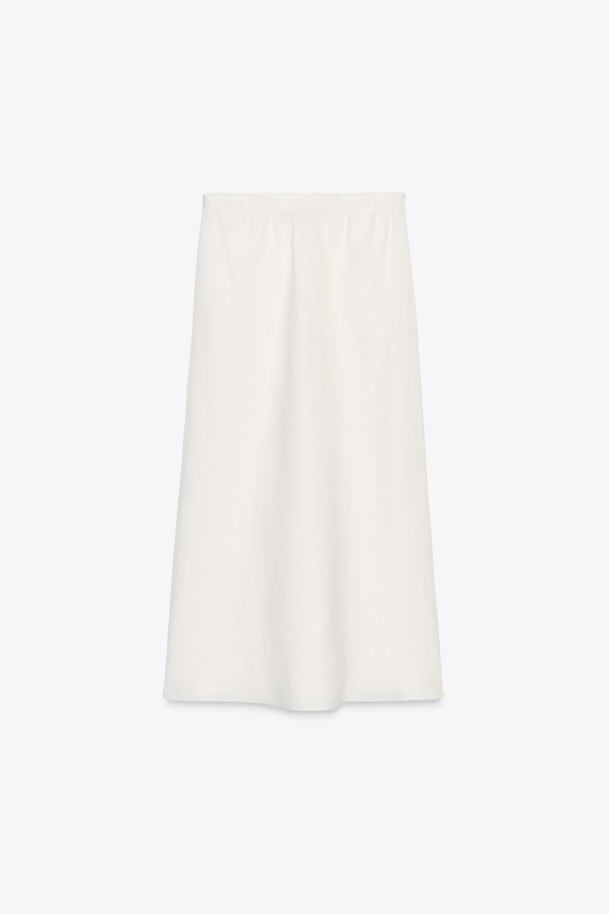 Lu : i line skirt 新品未使用品 LINEN COTTON PIN-STRIPED UNEVEN DYEING PANELLED FLARE SKIRT