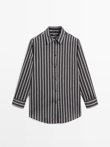 Zara Striped loose-fitting shirt - Black