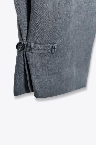 ZW COLLECTION LINEN PLEATED TROUSERS - Mid-grey by Zara - Image 5