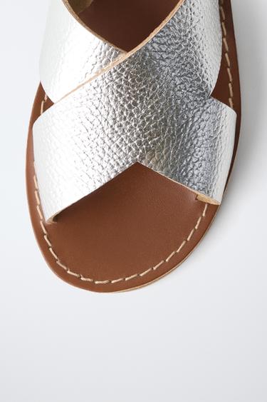 METALLIC LEATHER SANDALS - Silver by Zara - Image 5