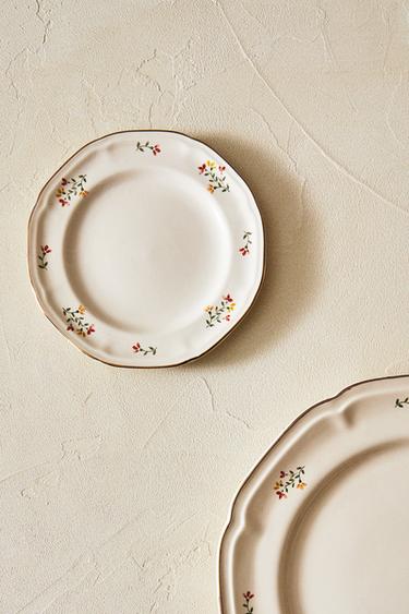 PORCELAIN SIDE PLATE WITH FLORAL PRINT - Cream by Zara - Image 5