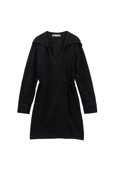TEXTURED DRESS WITH HOOD