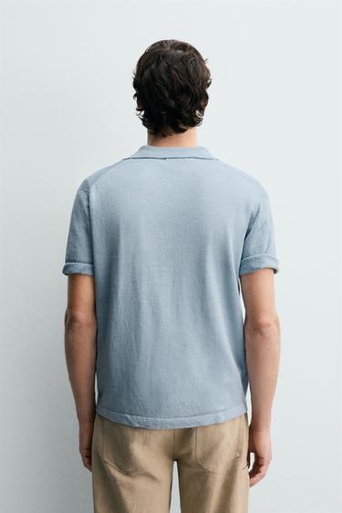 100% LINEN KNIT SHIRT - Sky blue by Zara - Image 2