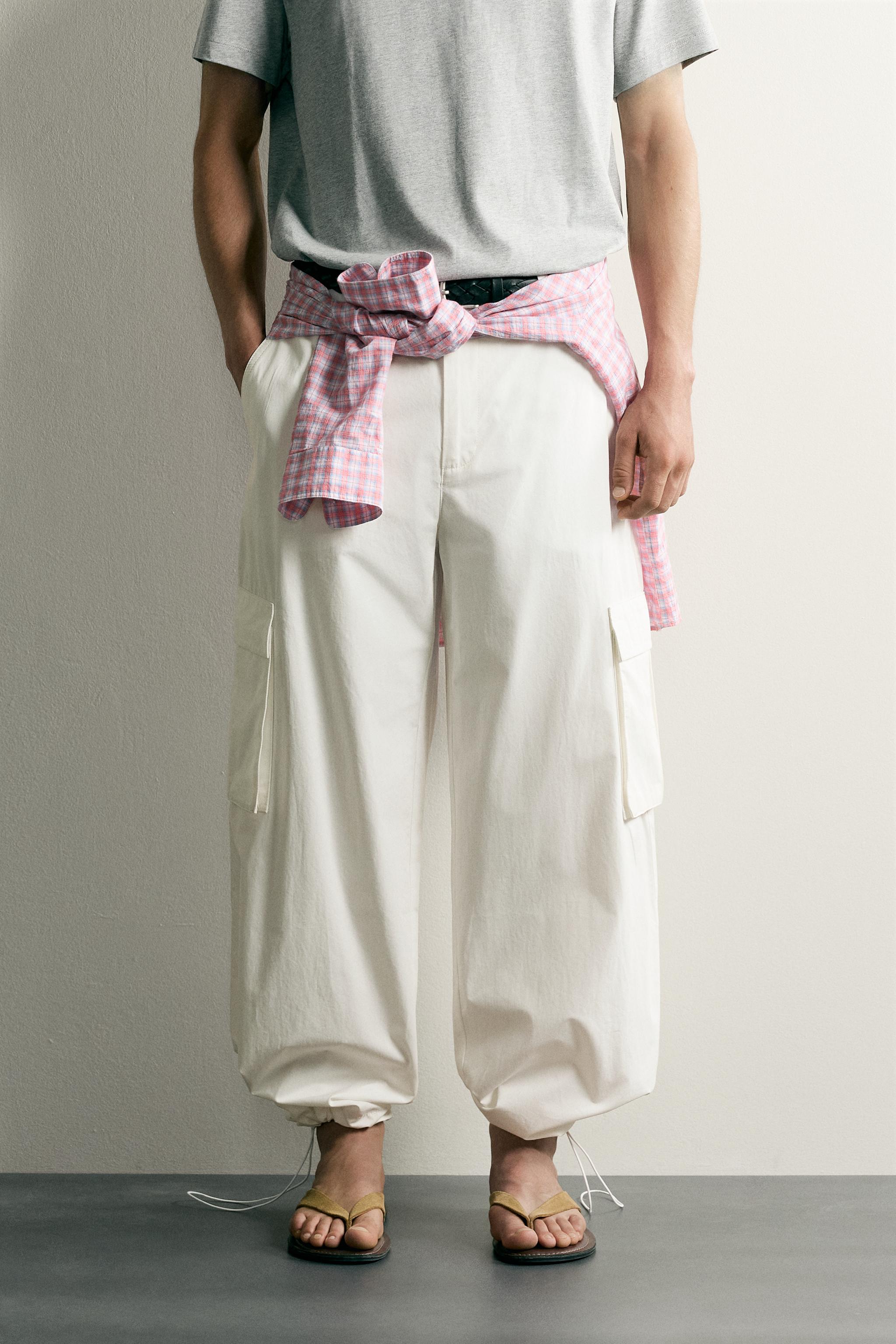 RELAXED FIT CARGO PANTS — White