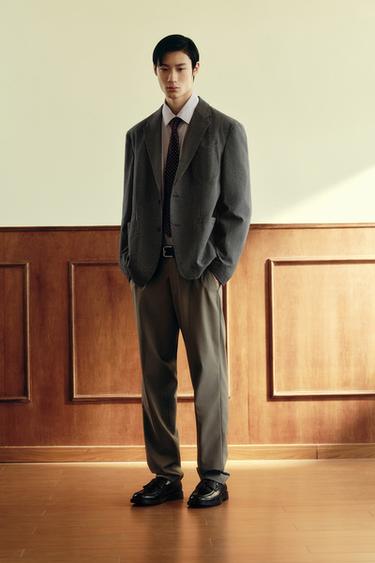 TEXTURED SUIT TROUSERS - Brown / Taupe by Zara