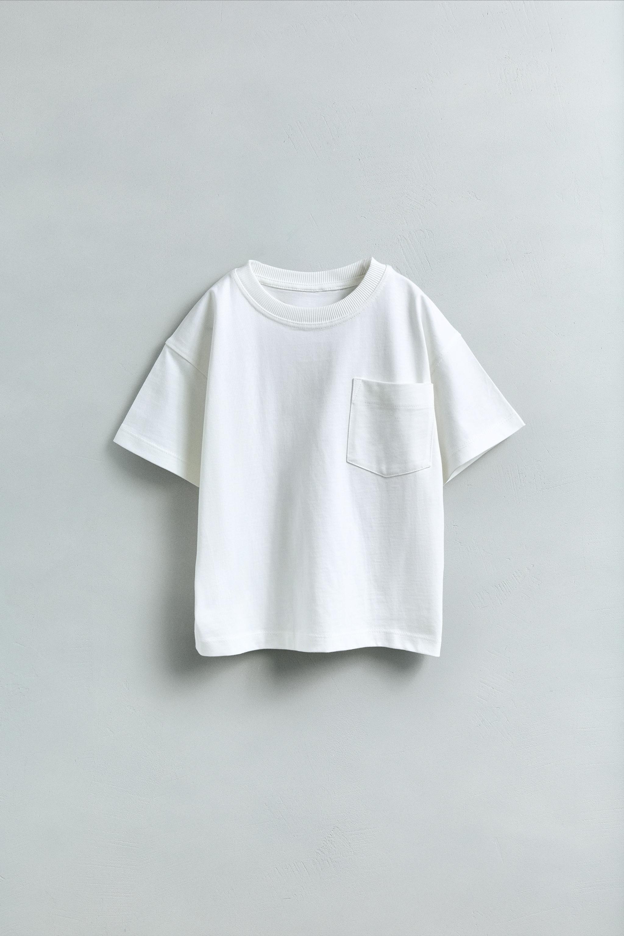 無地ポケット付きTシャツ - ホワイト | ZARA Japan / 日本