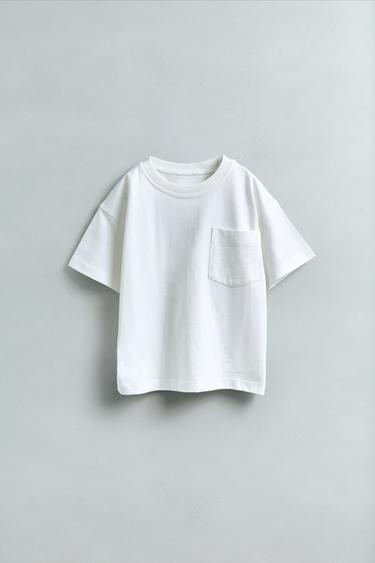 T-SHIRT UNI À POCHE - Blanc de Zara