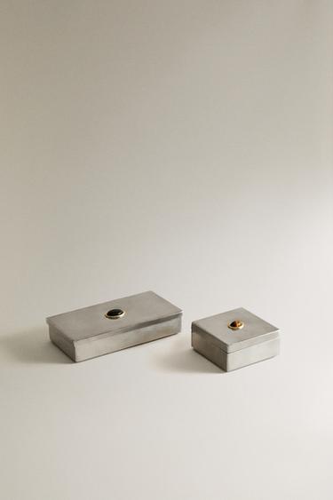 METAL BOX WITH STONE - Dark silver by Zara - Image 0