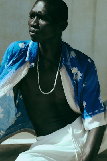 CHEMISE À IMPRIMÉ FLEURI - Écru / Bleu de Zara