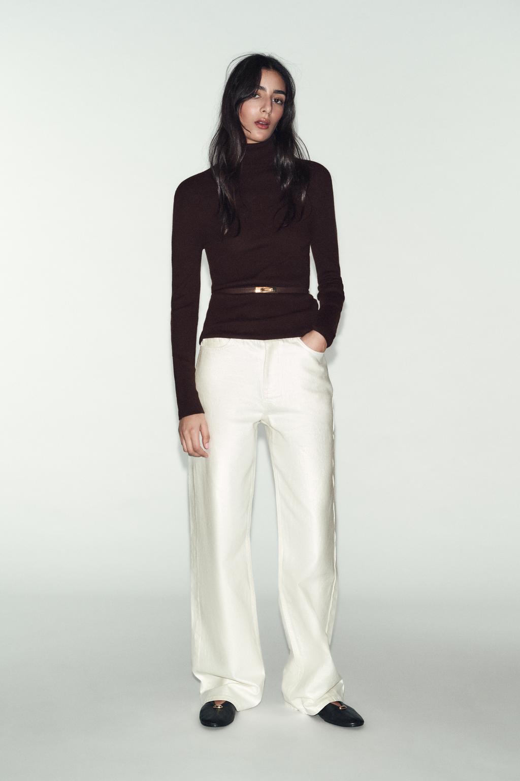 ZARA 100% WOOL HIGH COLLAR BELTED JUMPER