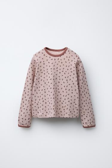 CAMISETA POINTELLE FLORES - Beige de Zara