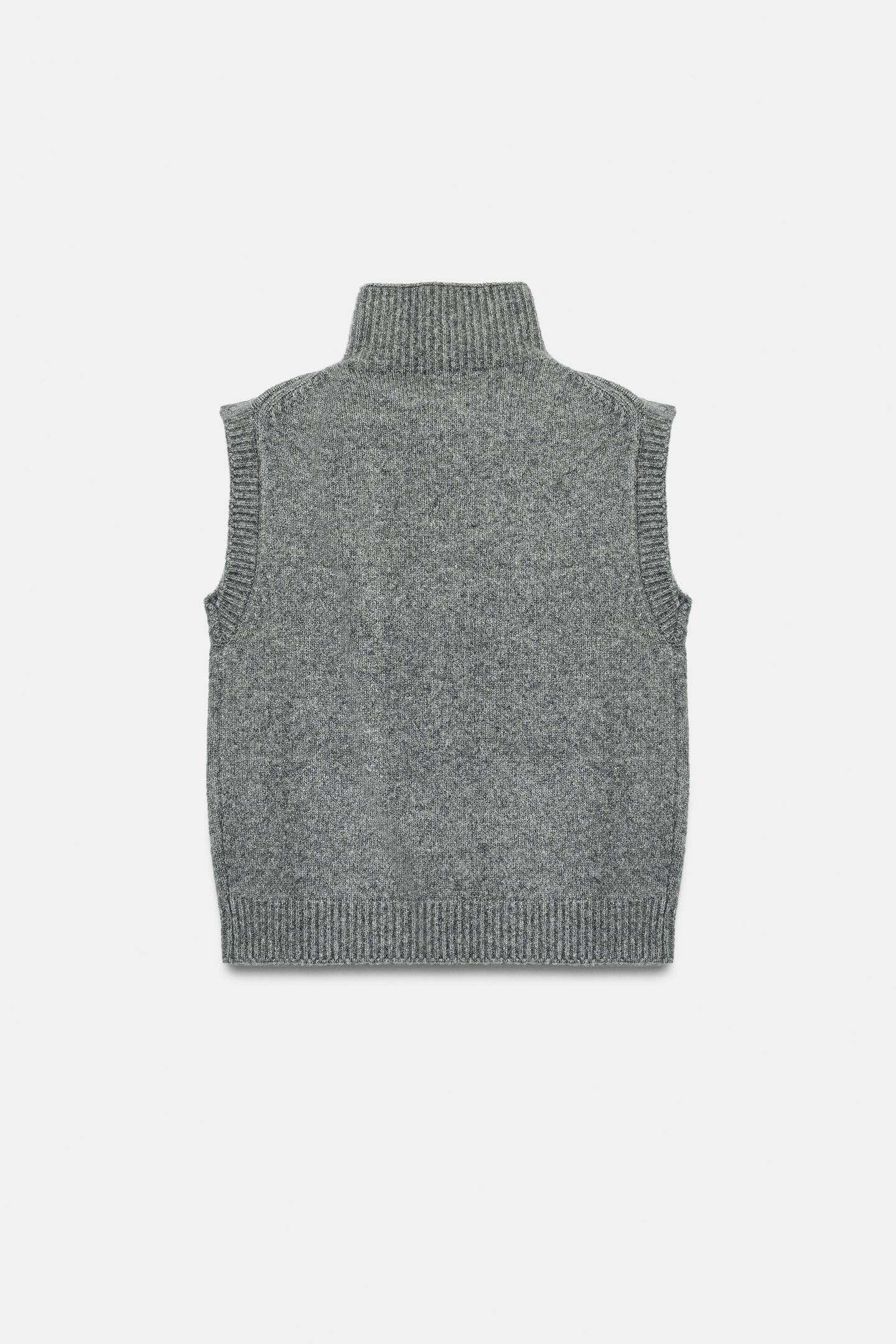 Женский жилет Zara High Neck Knit, цвет: Серый — фото 8