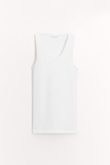 Zara COTTON MODAL TANK TOP - White