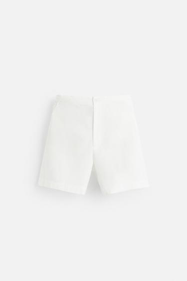 Zara BOUCLÉ TEXTURED SHORTS - White