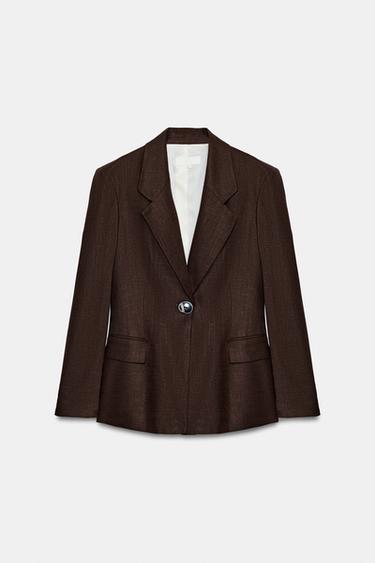 BLAZER ENTALLADA BOTÓN - Marrón de Zara - Imagen 0