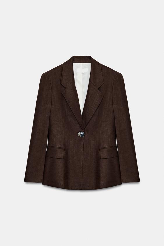 BLAZER ENTALLADA BOTÓN - Marrón de Zara - Imagen 0