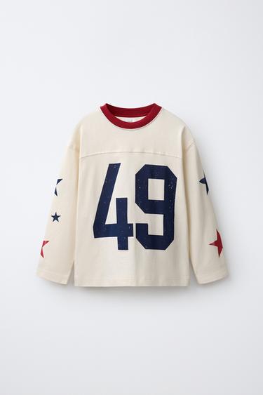 NUMBER AND STAR PRINT T-SHIRT - Ecru by Zara