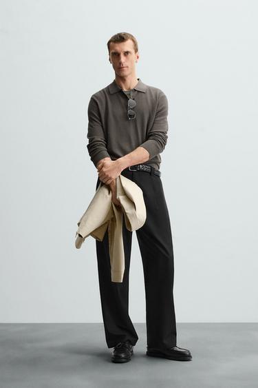 SILK/COTTON KNIT POLO SHIRT - Brown / Green by Zara - Image 0
